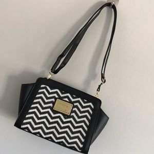 Nicole Miller Black and White Crossbody Purse